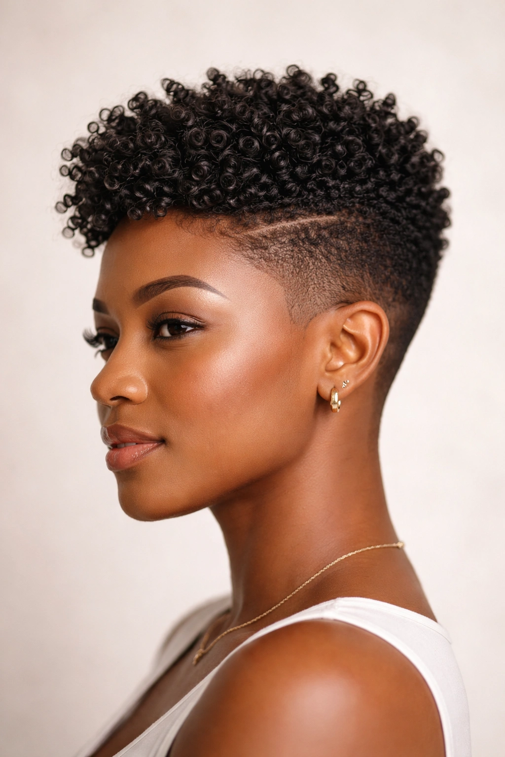 Profile view of coiled crown with tapered sides