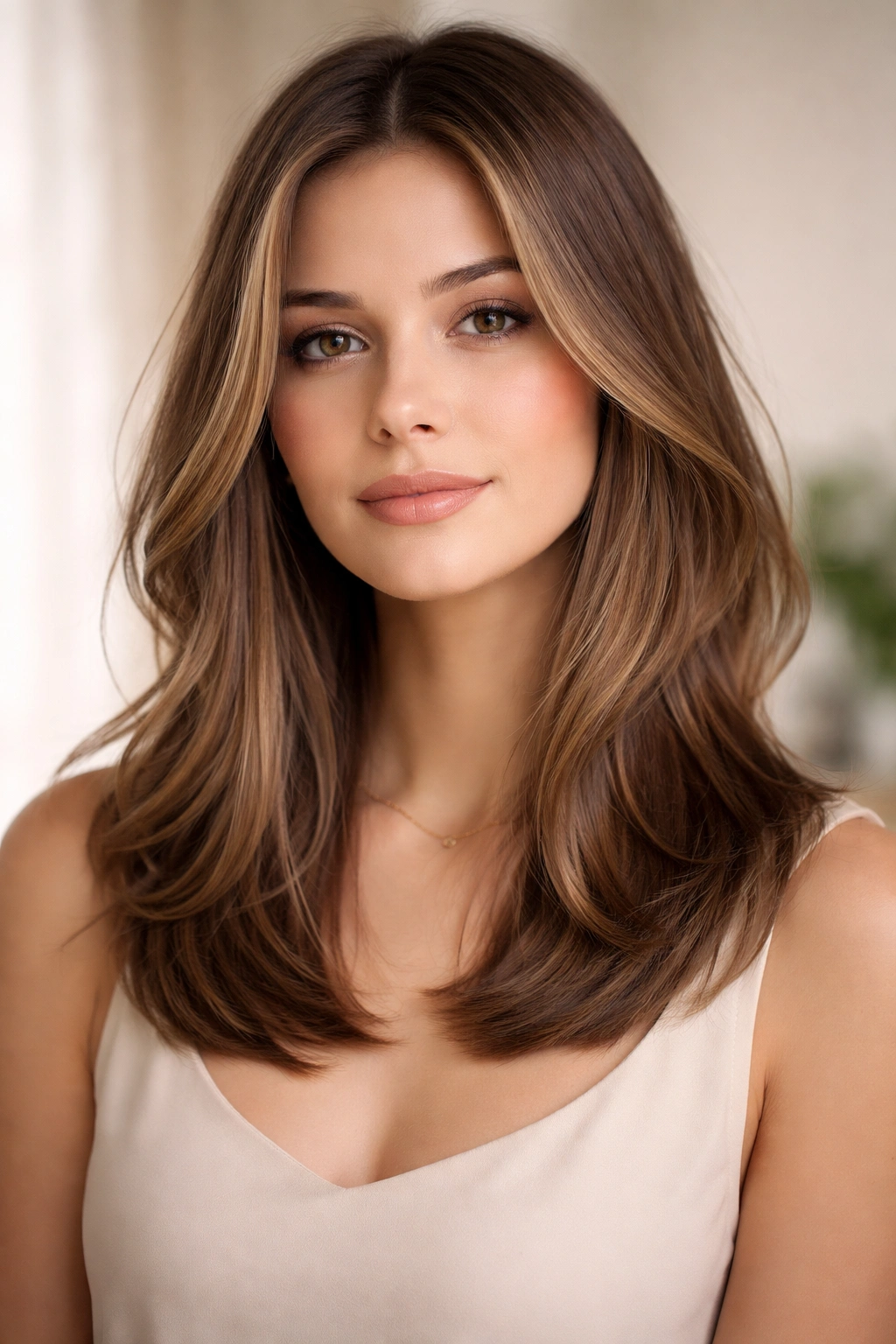 Collarbone-length hair with subtle layers for dimension