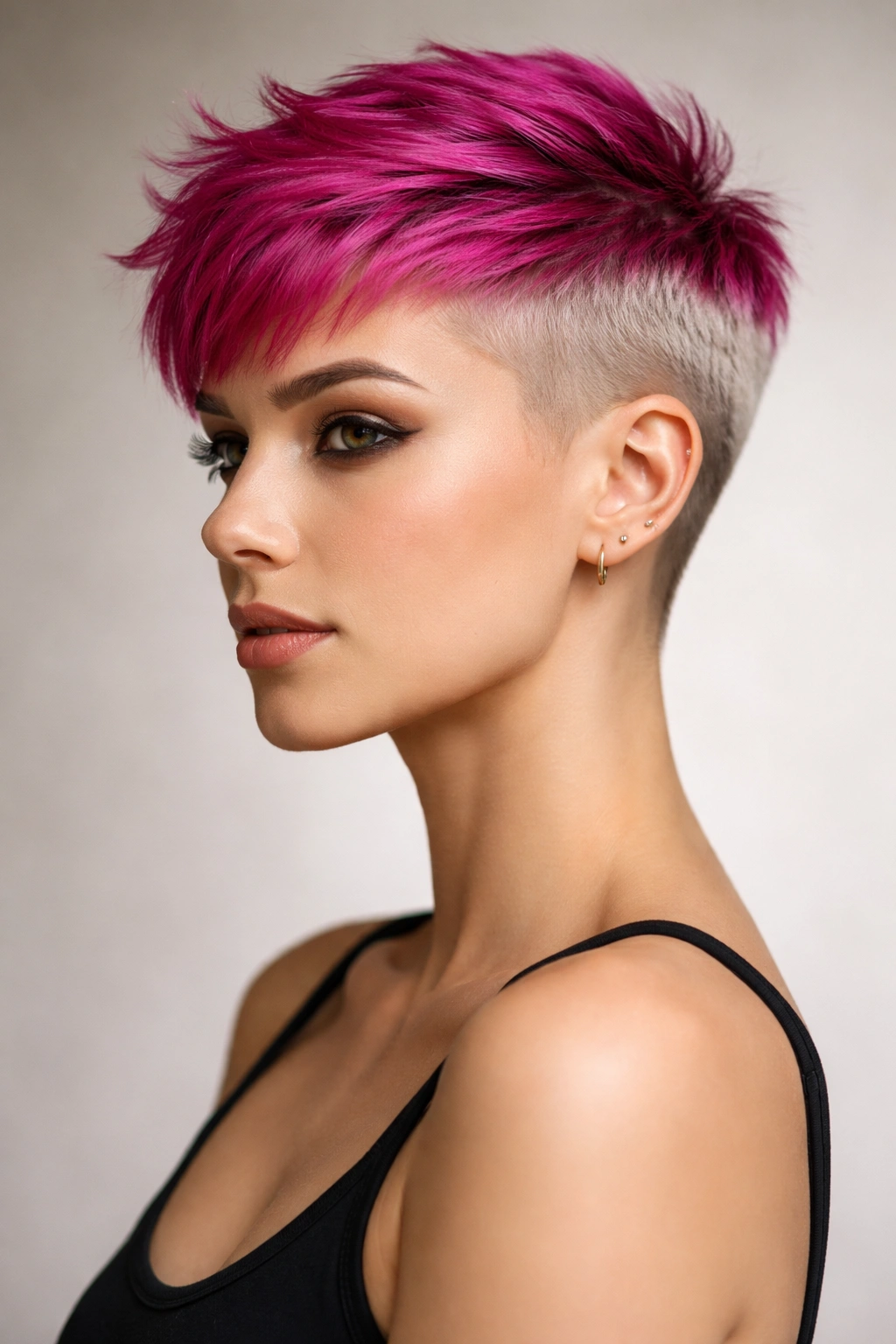 Colorblocked shaved pixie with bold top and contrasting shaved sides