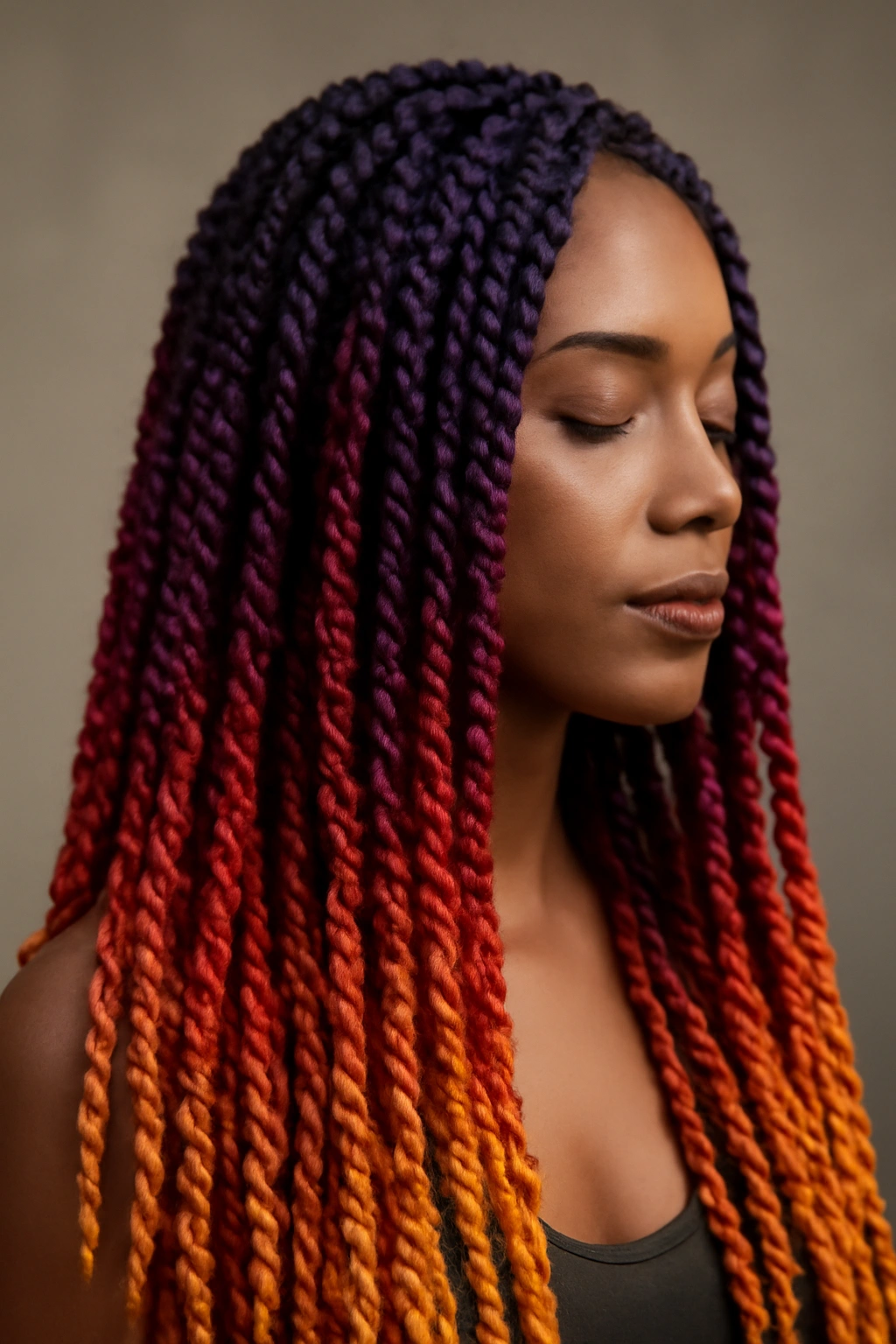 Colorful ombre passion twists with gradient hues