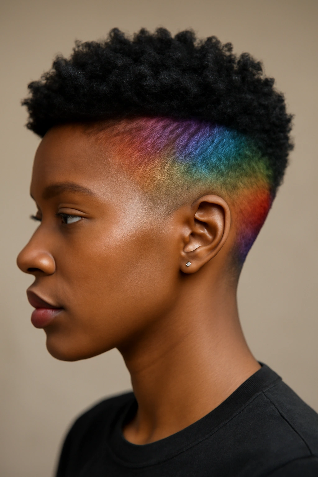 Colorful faded undercut with vibrant color on the sides