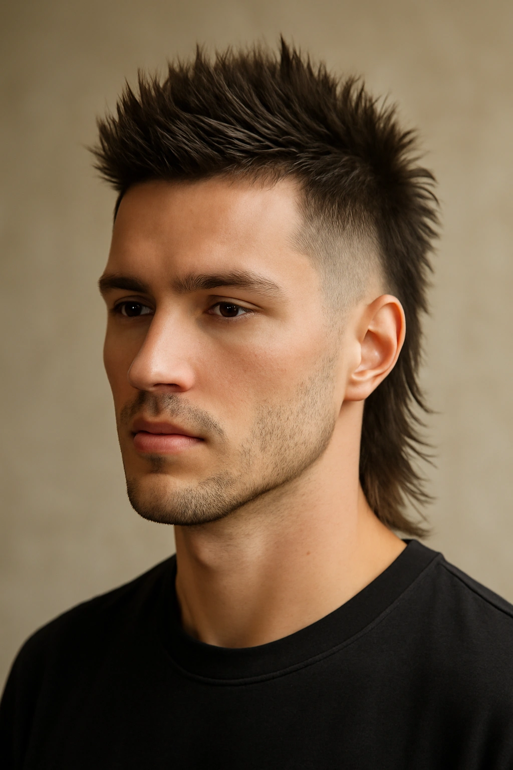 Close-up of The Connected Spiky Mullet showing cohesive spikes and continuous silhouette