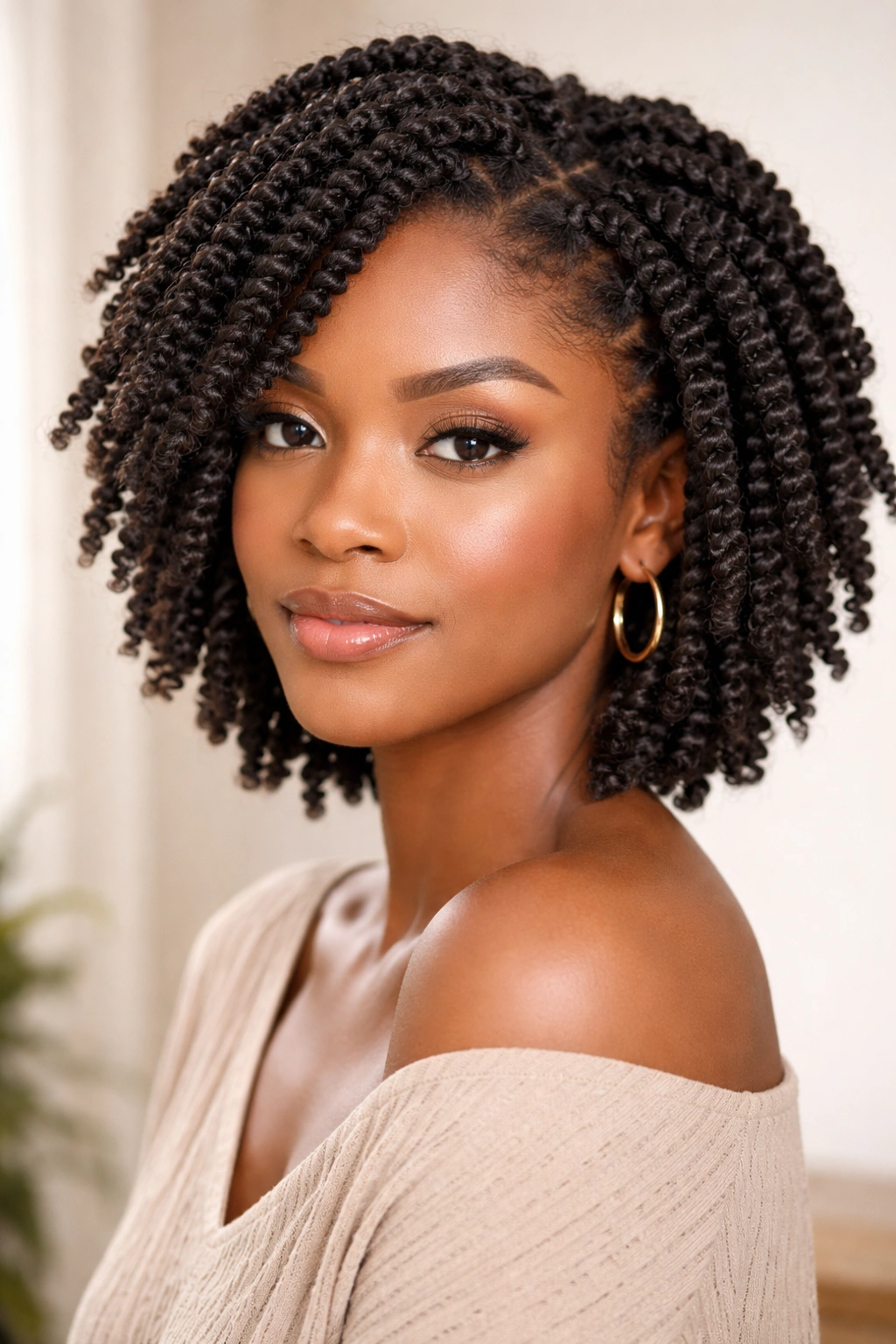 Uniform crochet twists on short natural hair
