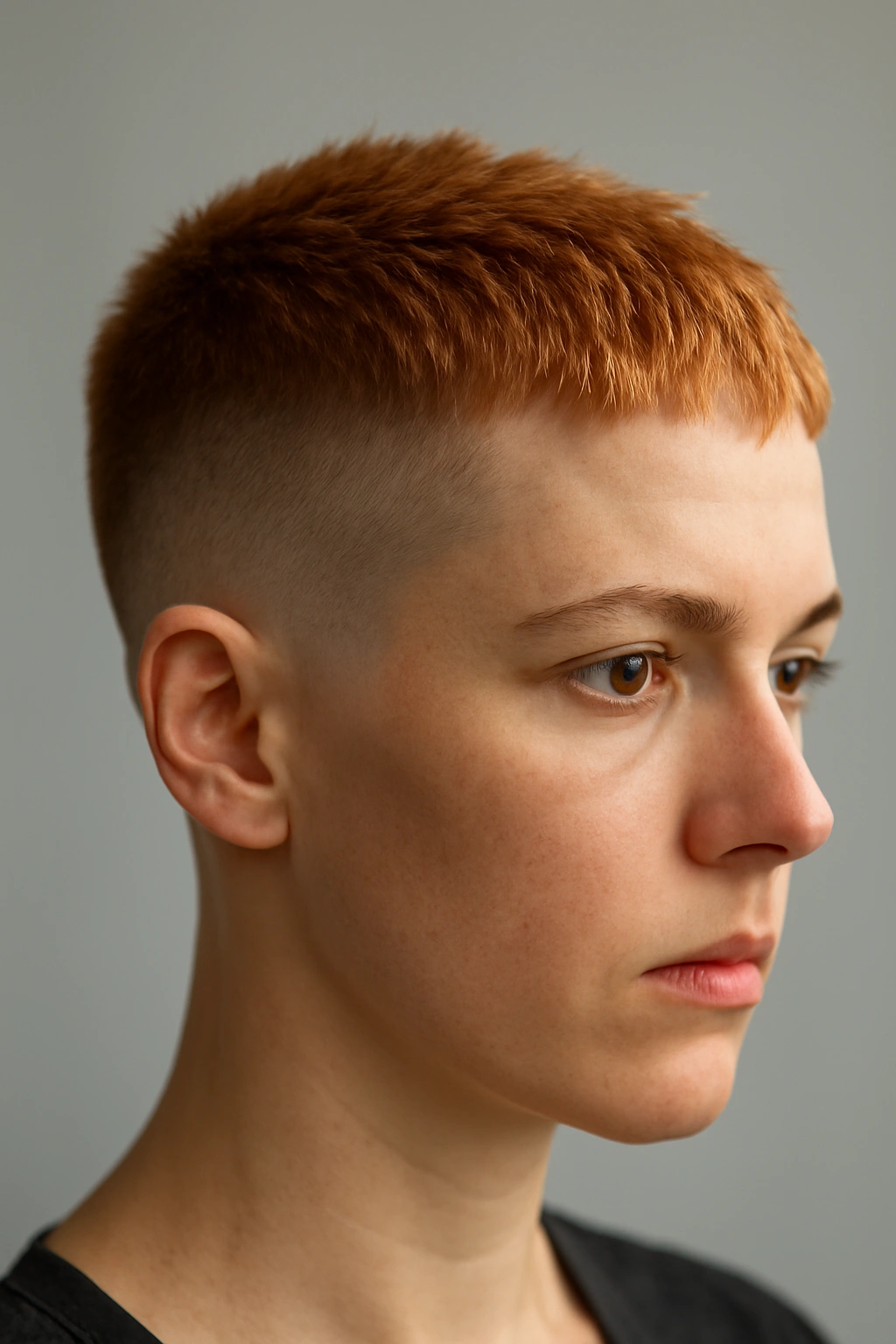Super short crop with faded sides in strawberry blonde