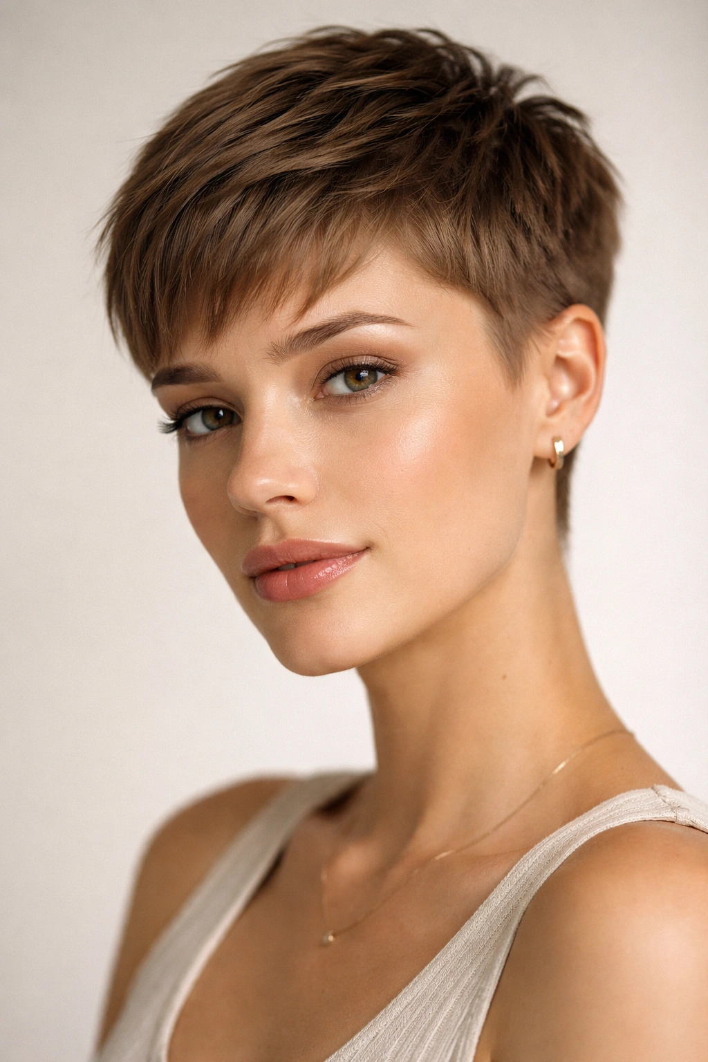 Close-up of crop cut hairstyle with very short top and tapered sides.