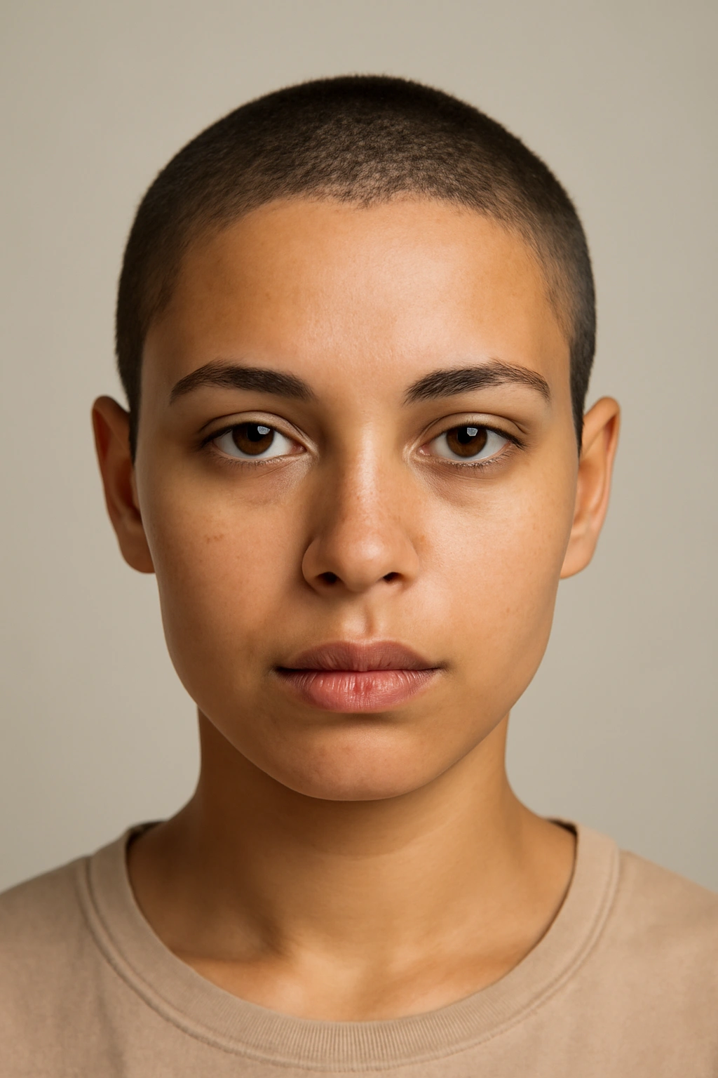 Ultra-short crop haircut showing crisp silhouette and neat texture