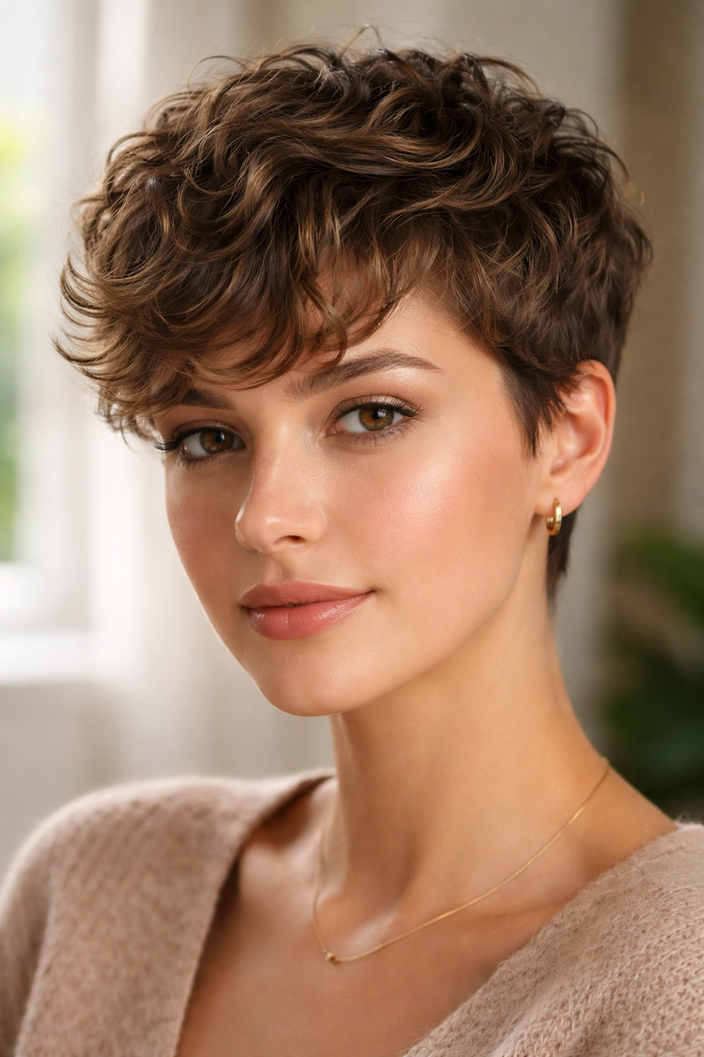 Cropped wavy hairstyle showing defined natural waves