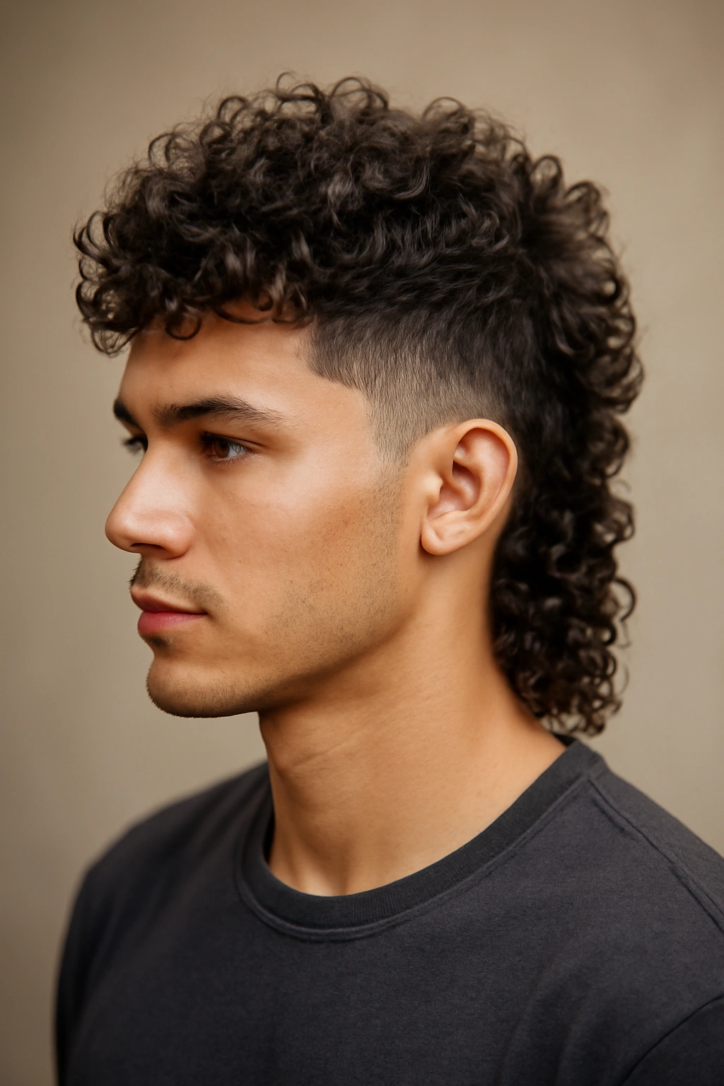 Close-up of The Curly and Coily Mullet highlighting top curls and back curl pattern
