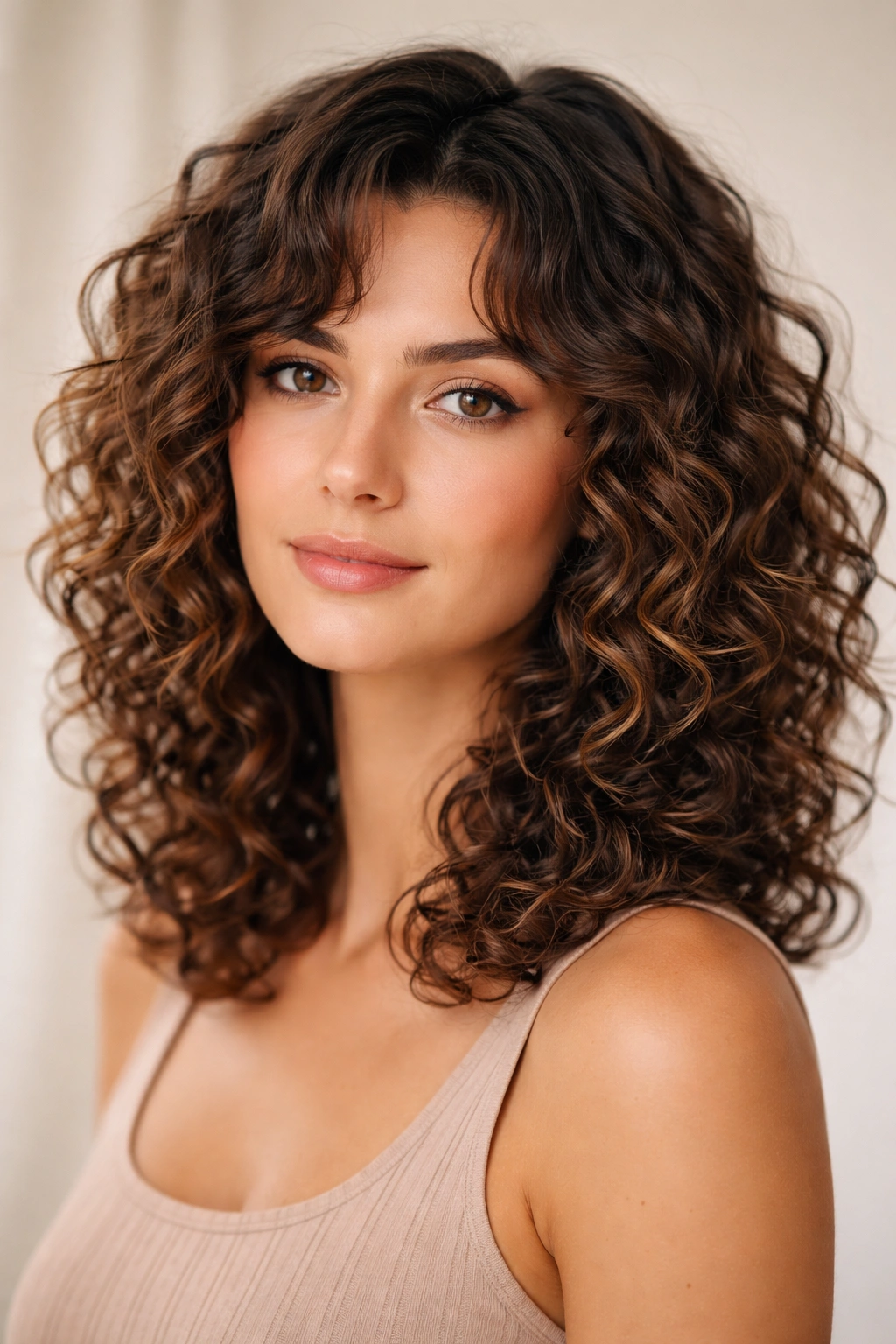 Shoulder-length curls with defined layers and natural bounce