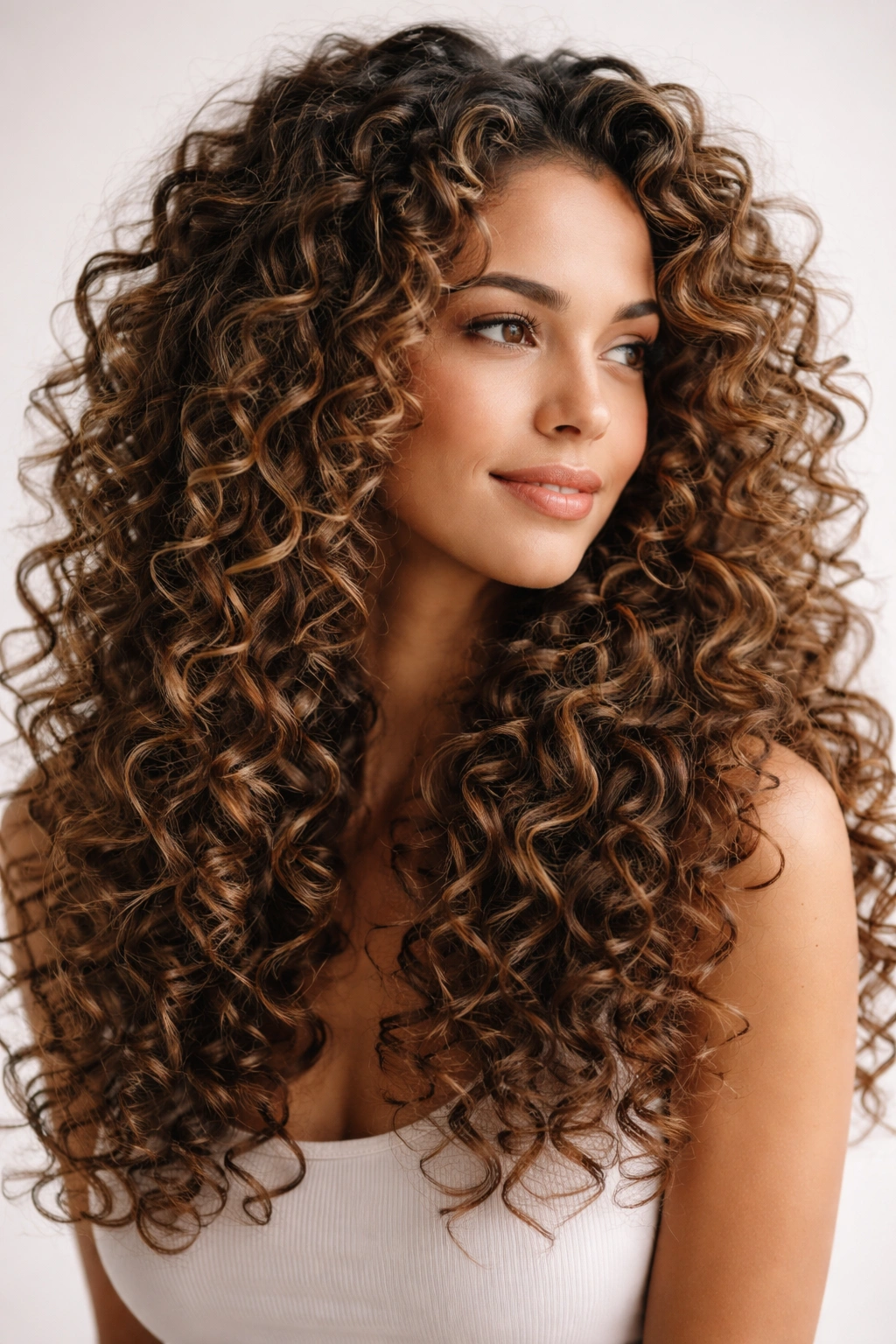 Close-up of natural curls enhanced by pattern-cutting and layering