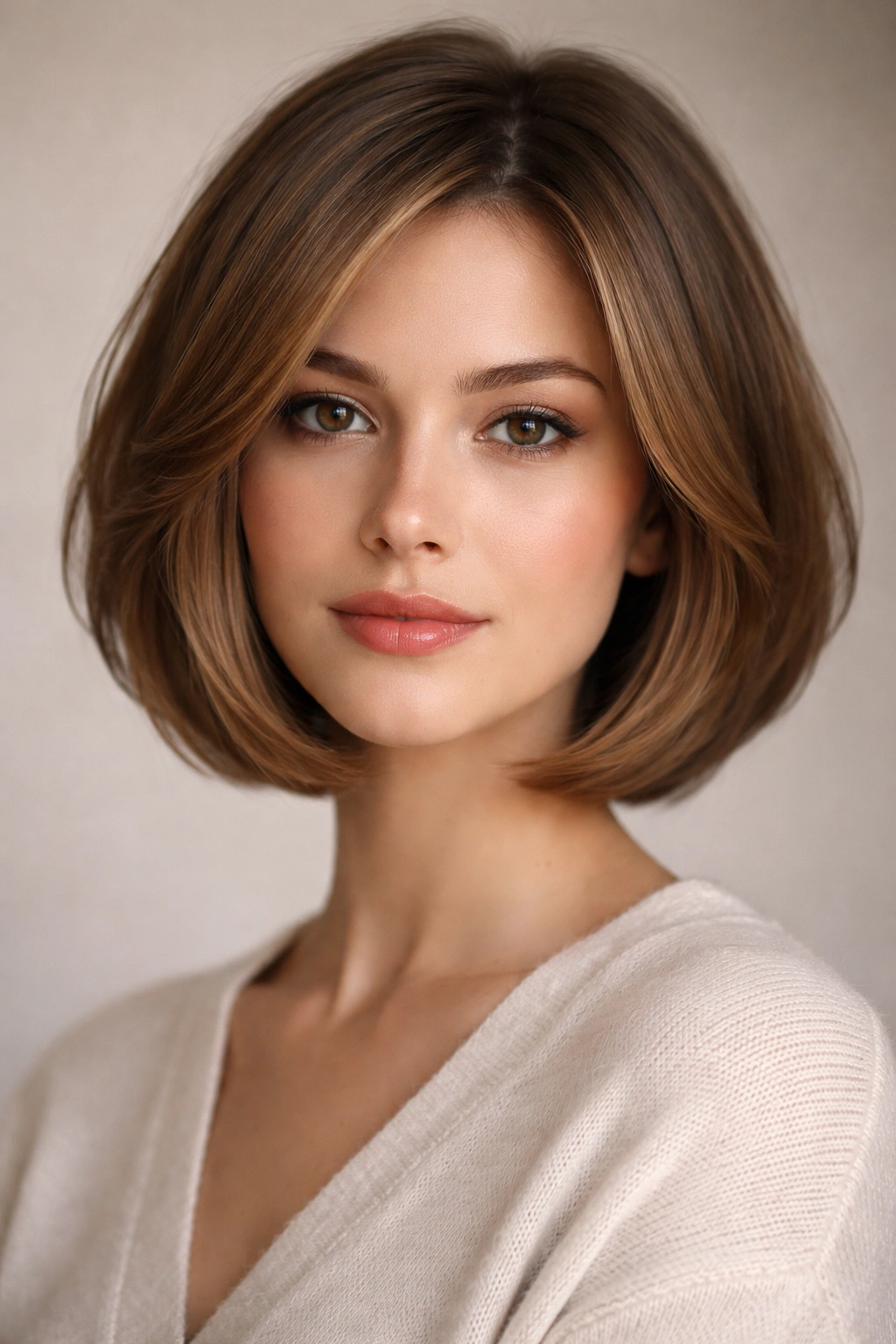 Curved bob hairstyle with front face-framing pieces