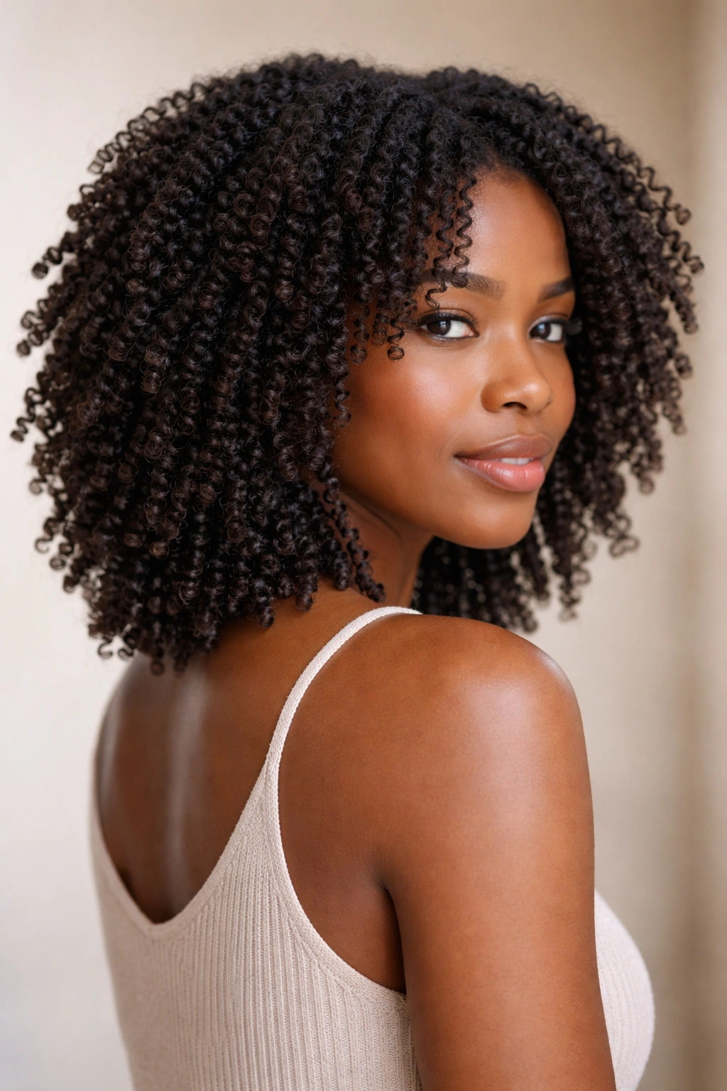 Shoulder-length Type 4A coils with stacked layers and defined pattern