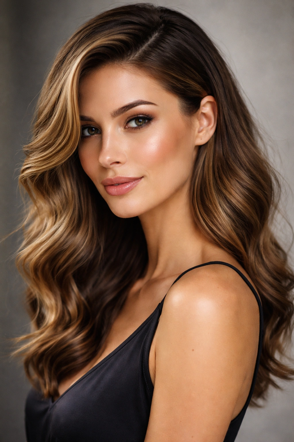 Waves with deep side part creating width for oblong faces
