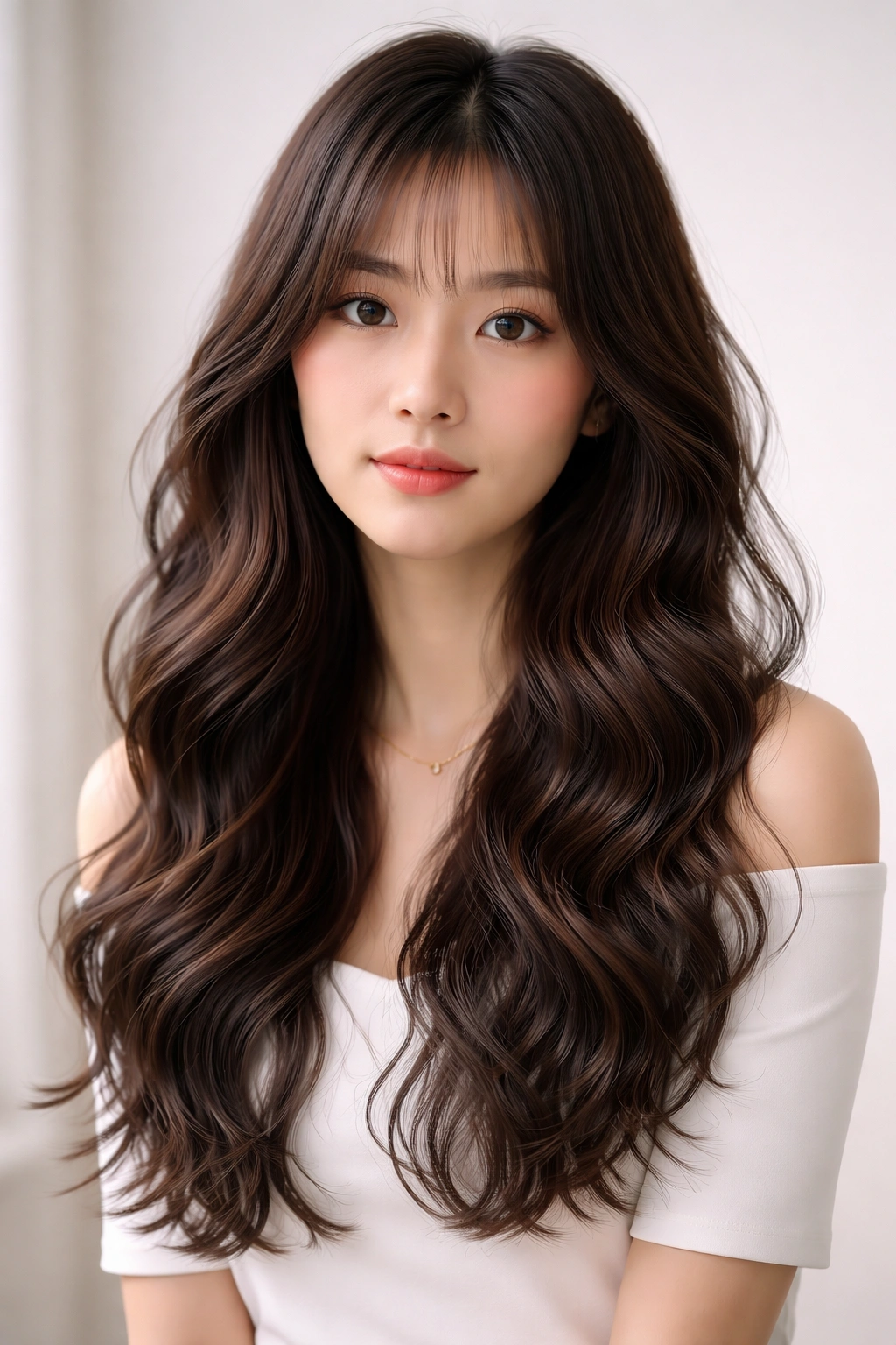 Close-up of natural-looking waves formed by a digital perm with smooth texture