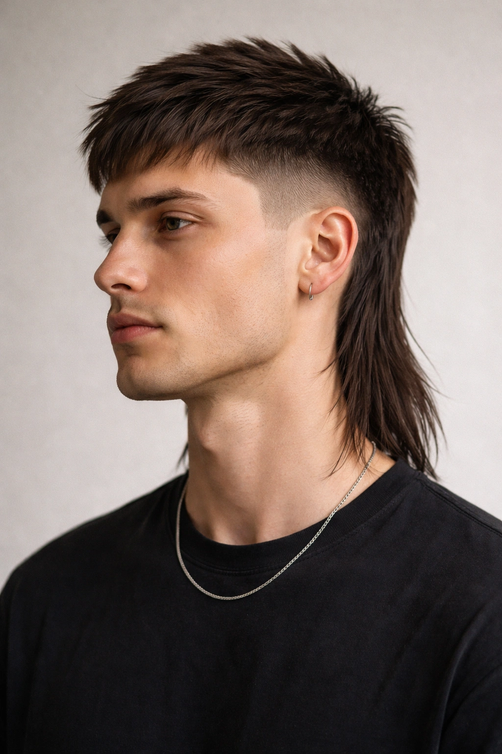 Portrait of disconnected mullet showing a clear separation between top and back