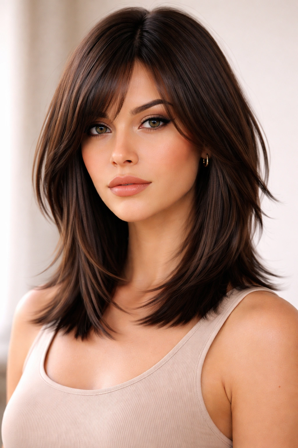Shoulder-length straight hair with clearly separated choppy layers