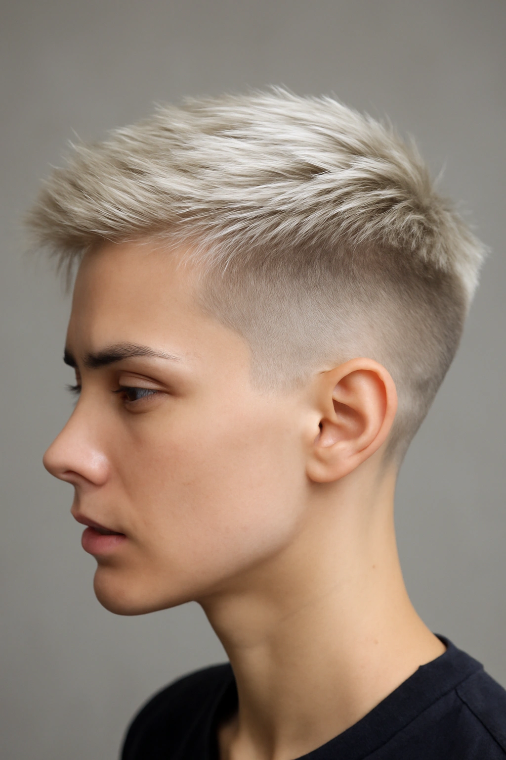 Disconnected undercut with icy blonde hair