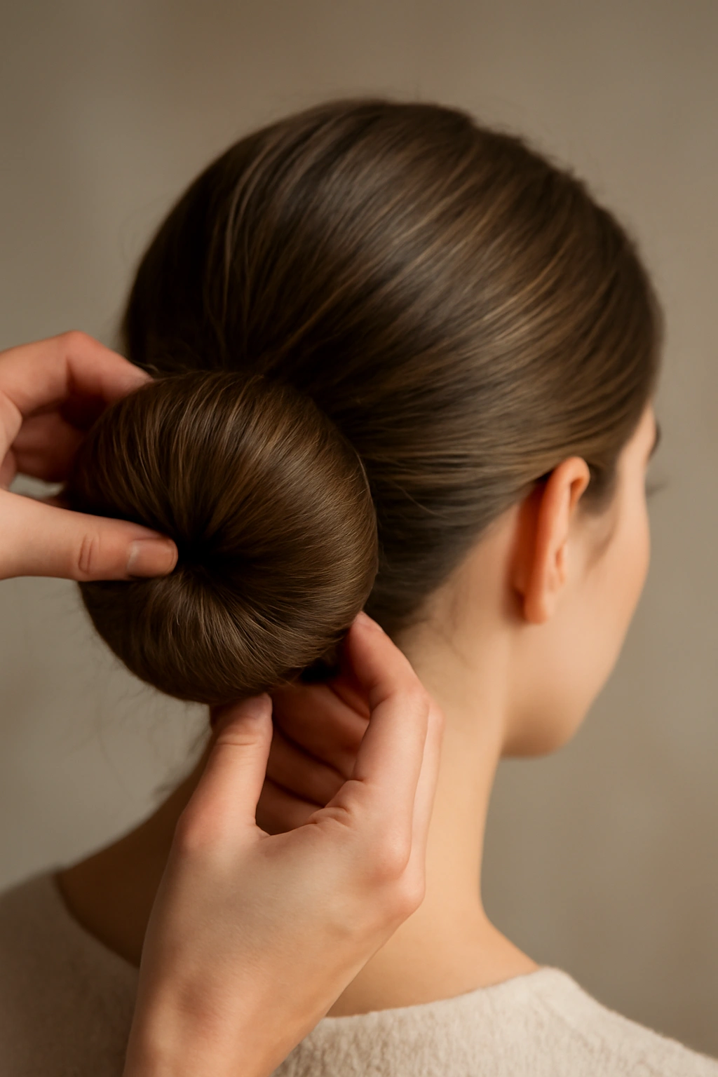 Close-up of bun around a donut insert for fullness
