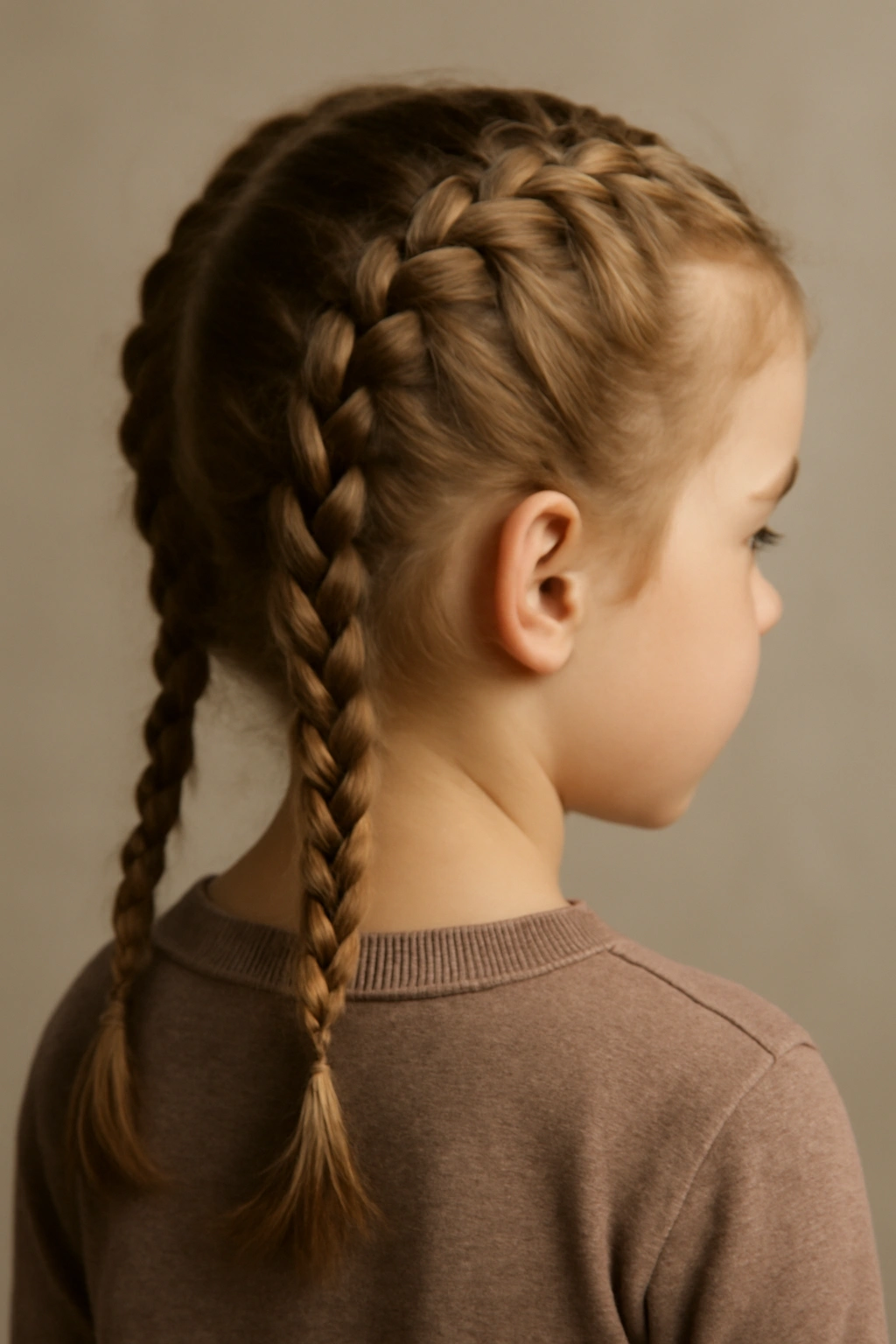 Toddler with Dutch braids along the scalp
