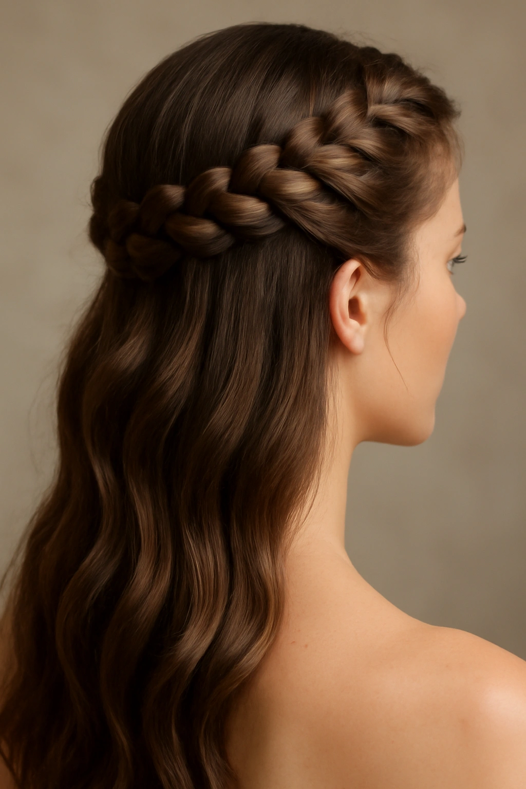 Close-up of The Dutch Braid Half-Up showing a raised Dutch braid along the scalp