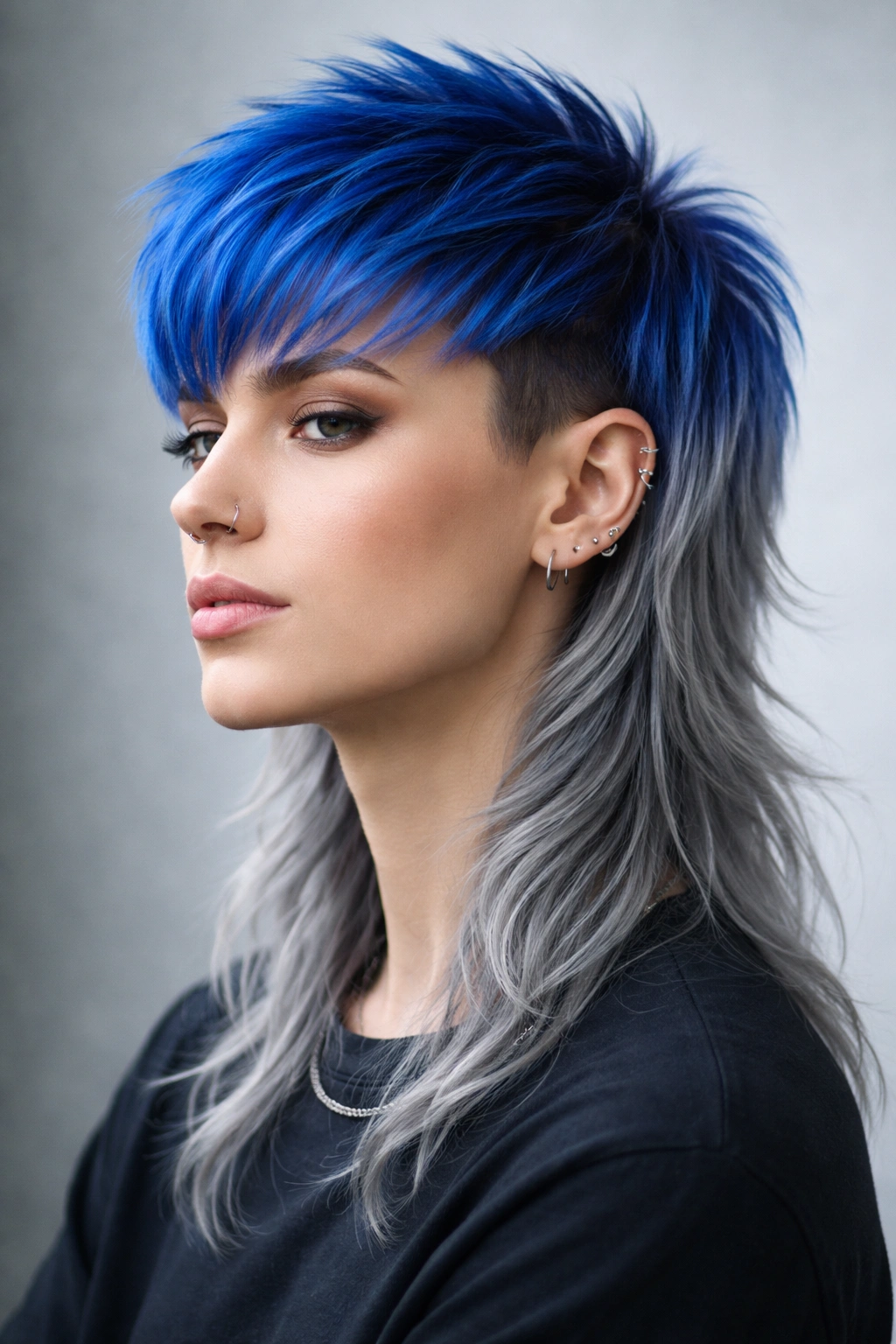 Mullet with electric blue crown and silver back