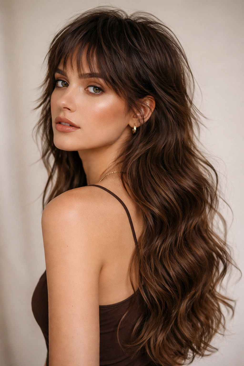 Close-up of Extended Mullet Waves showing a short textured crown and long wavy back