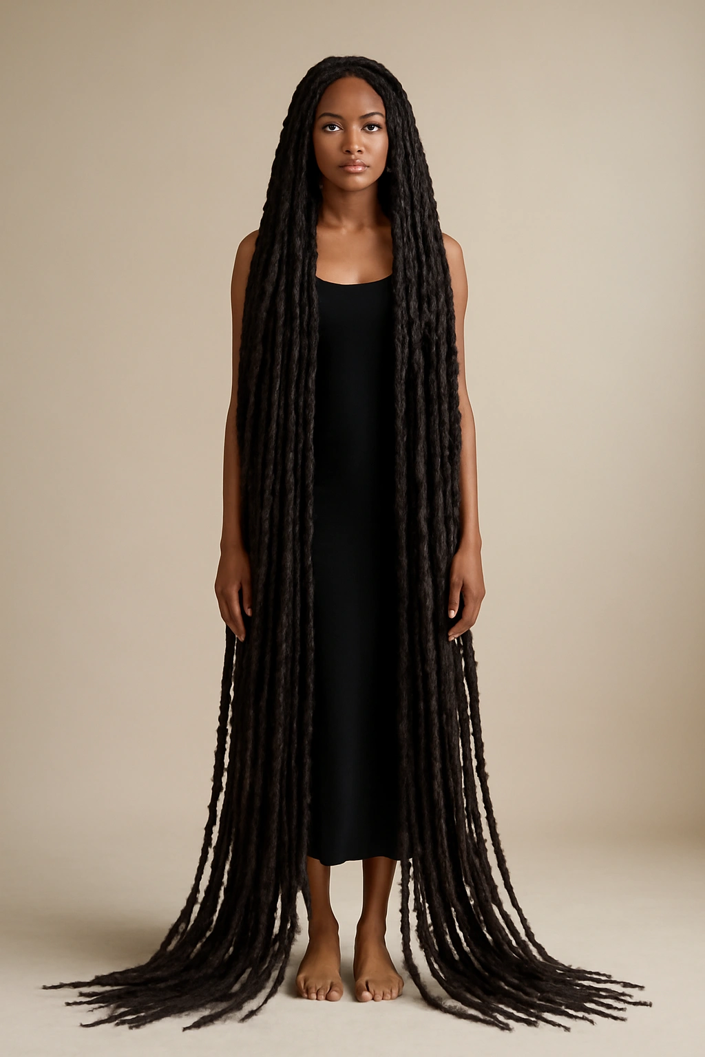 Extra-long passion twists cascading past the waist to the floor