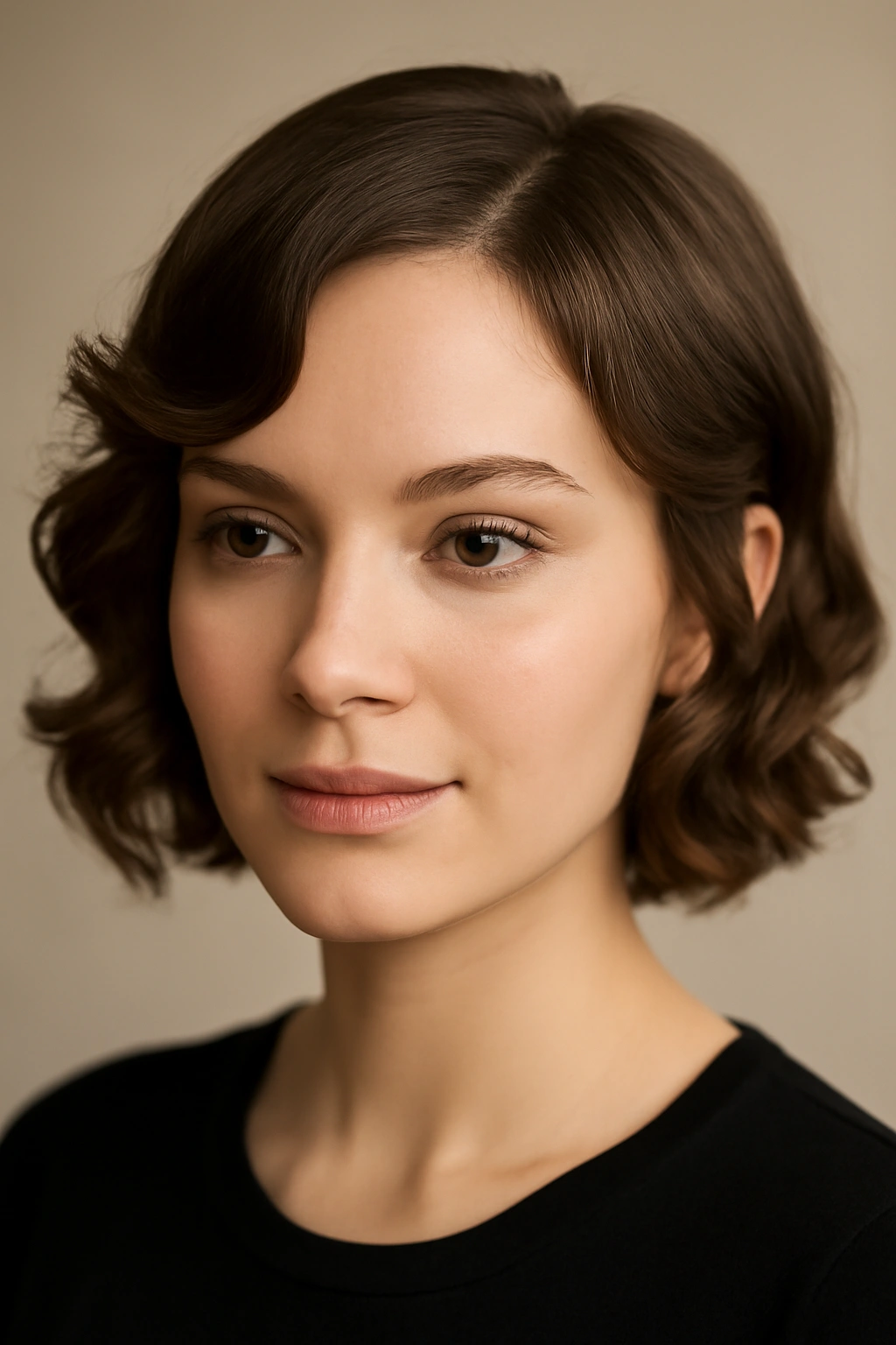 Face-framing curls on short hair close-up