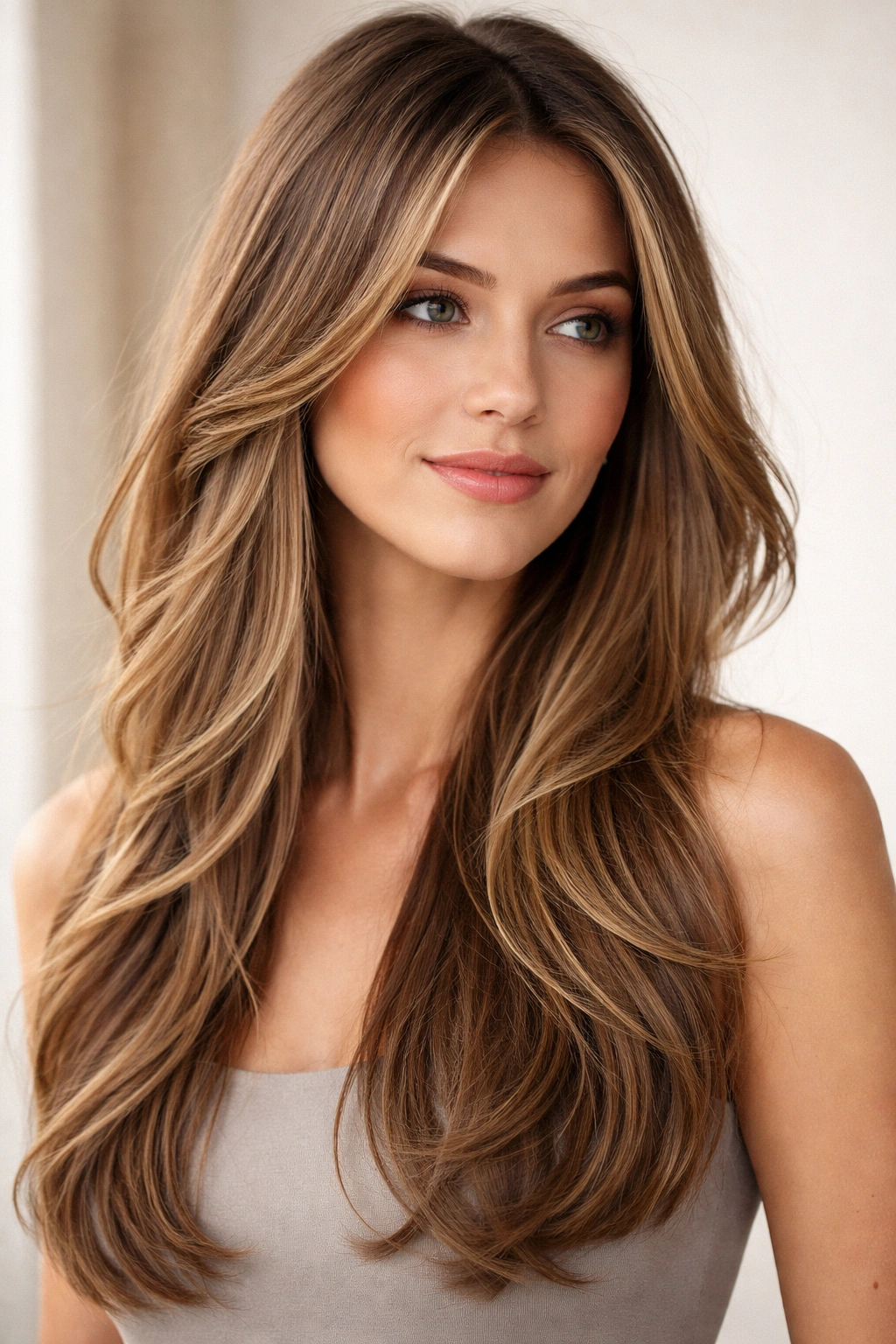 Face-framing layers around the cheeks with longer underneath creating a fuller silhouette
