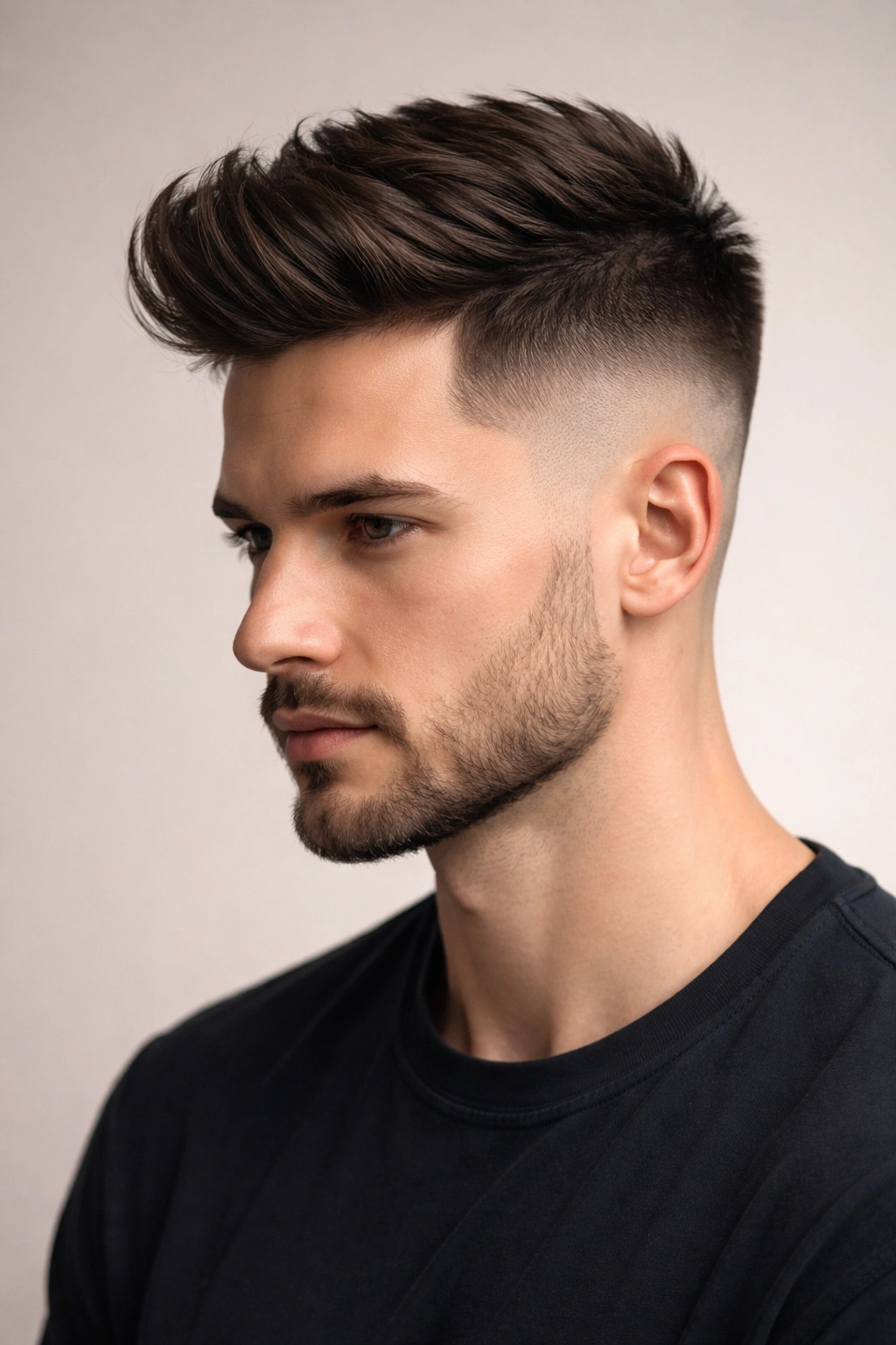 Portrait showing a smooth fade from shaved sides to long top