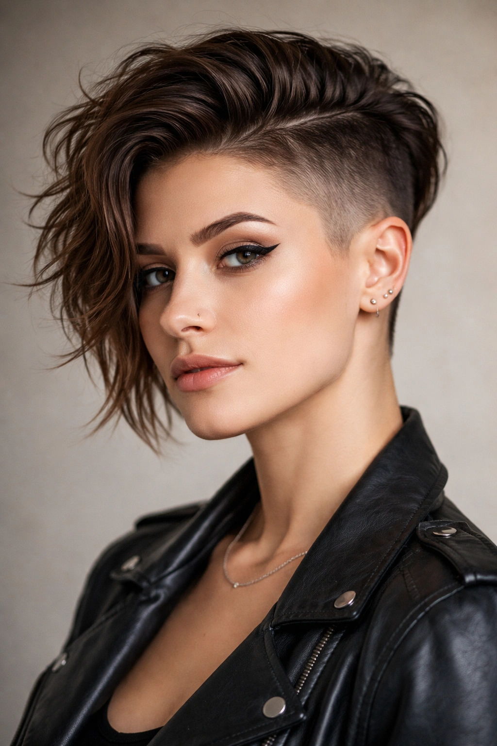 Fade haircut with textured top shown in a three-quarter view highlighting the gradual fade