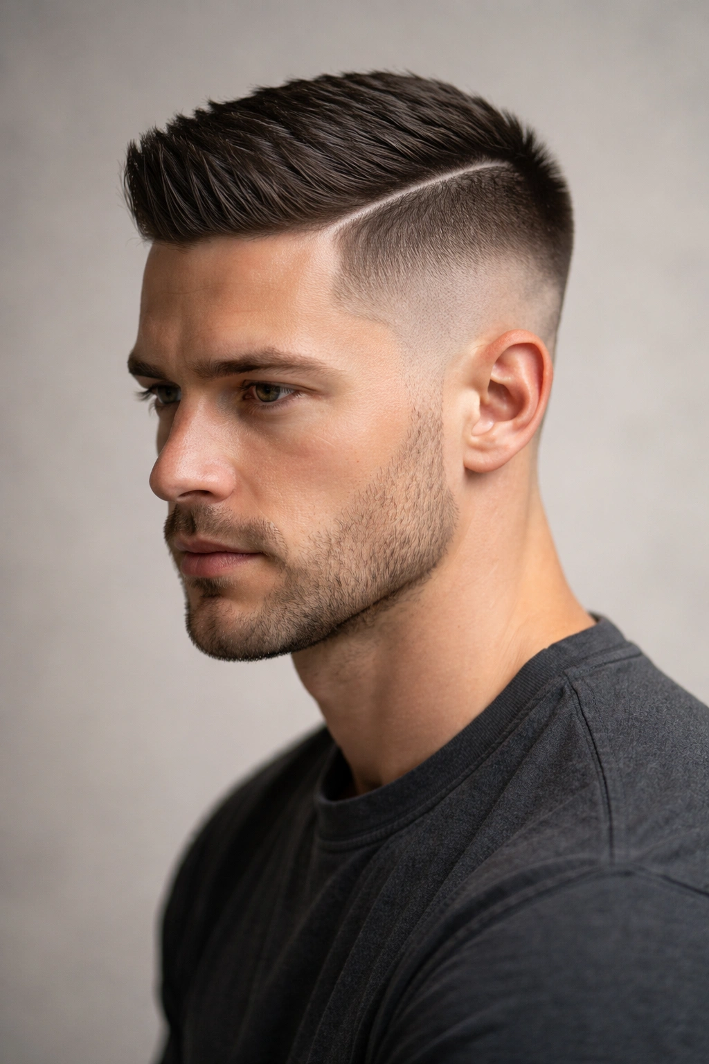 Faded crew with a hard part showing a precise fade and carved line