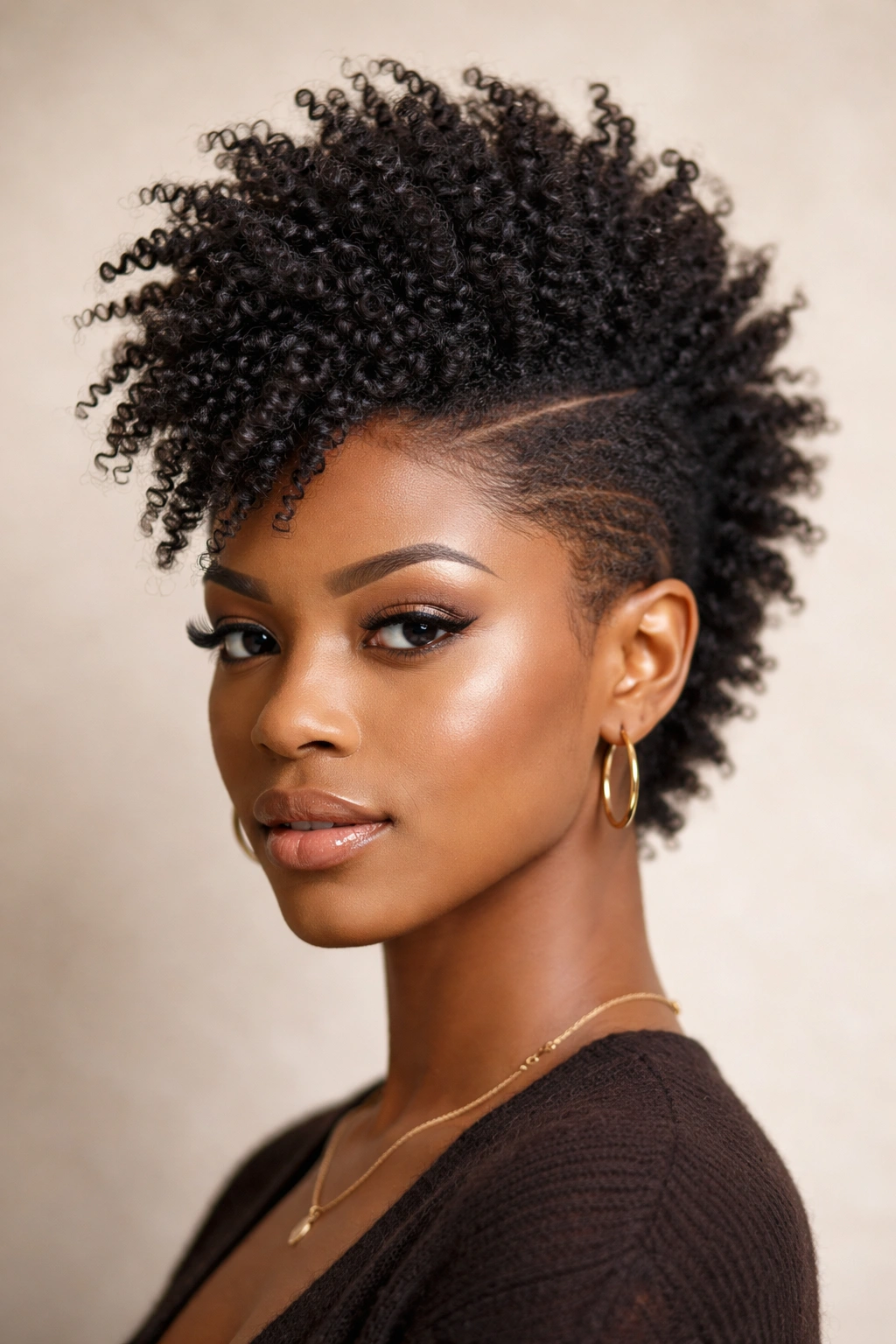 Portrait with a bold faux hawk silhouette formed by Type 4A coils