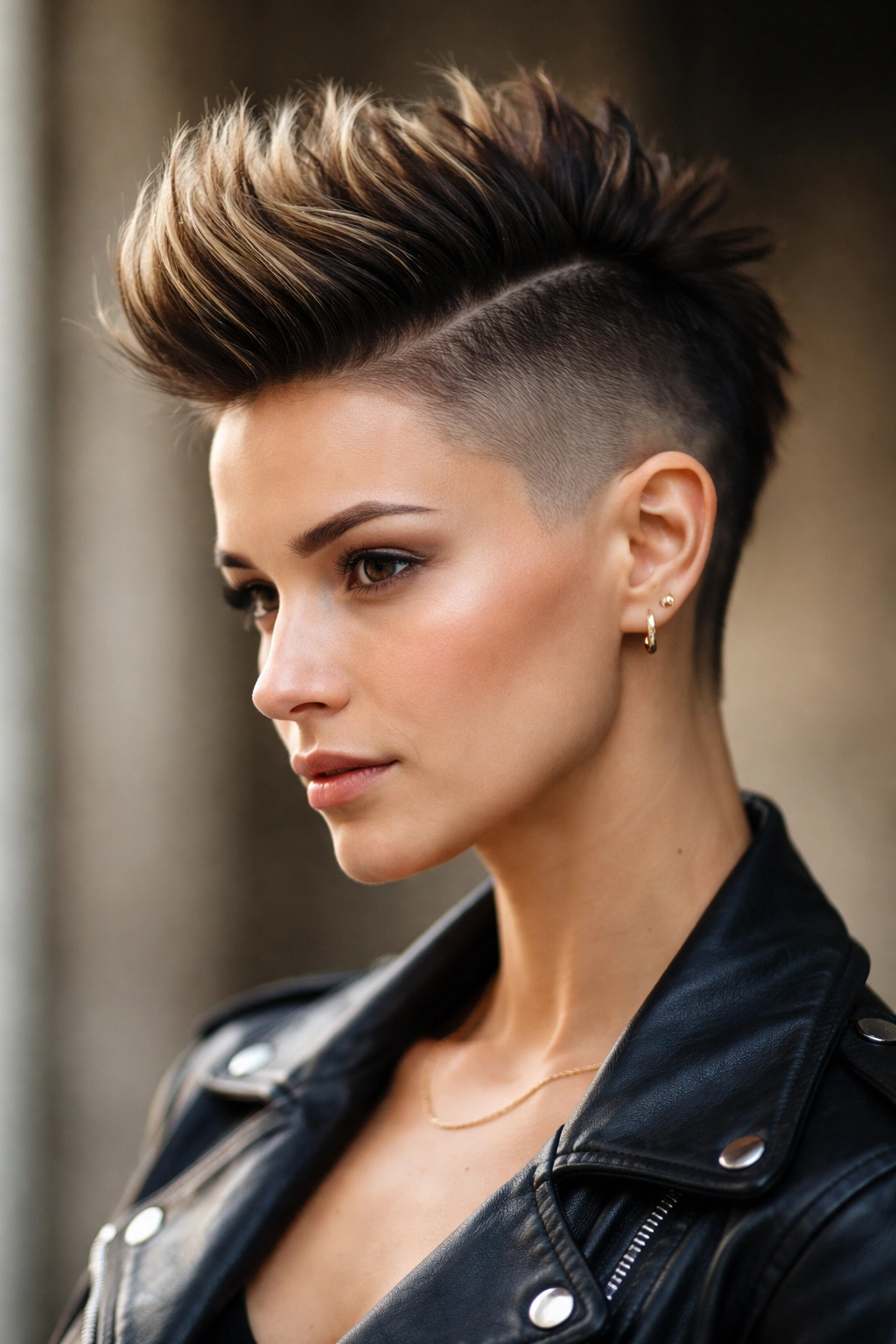 Portrait of a person with a faux hawk and shaved sides