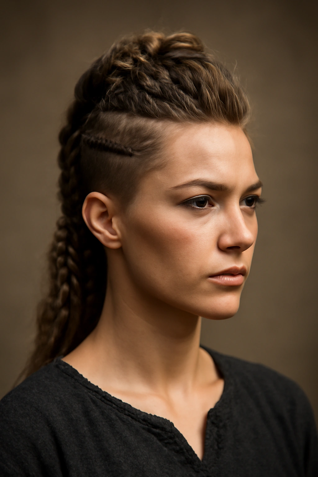 Faux Hawk Viking with braided crown and shaved sides