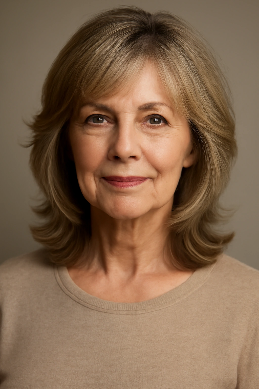 Shoulder-length hair with feathered layers creating soft movement