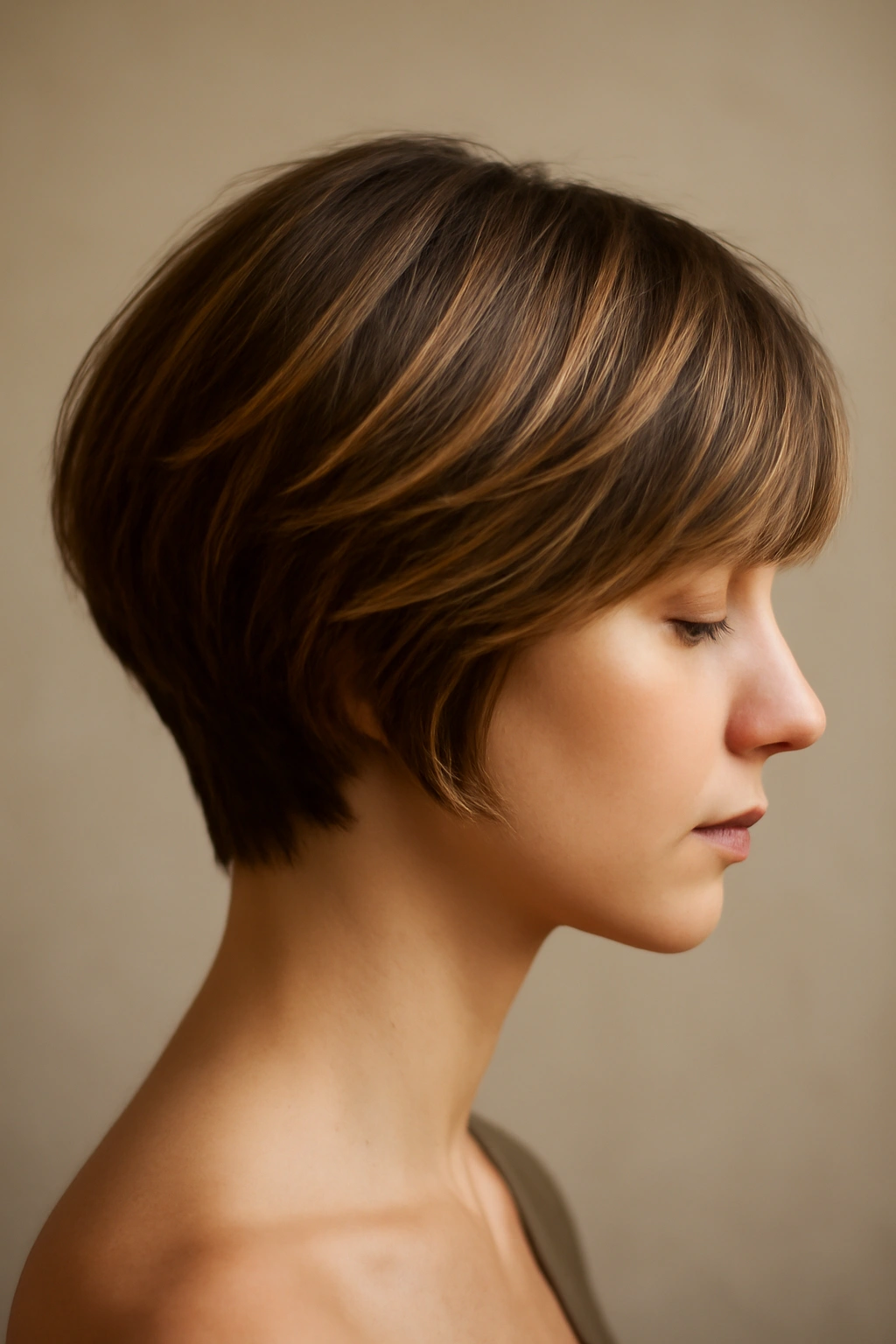 Abstract composition symbolizing final thoughts with a caramel gradient and hair silhouette.