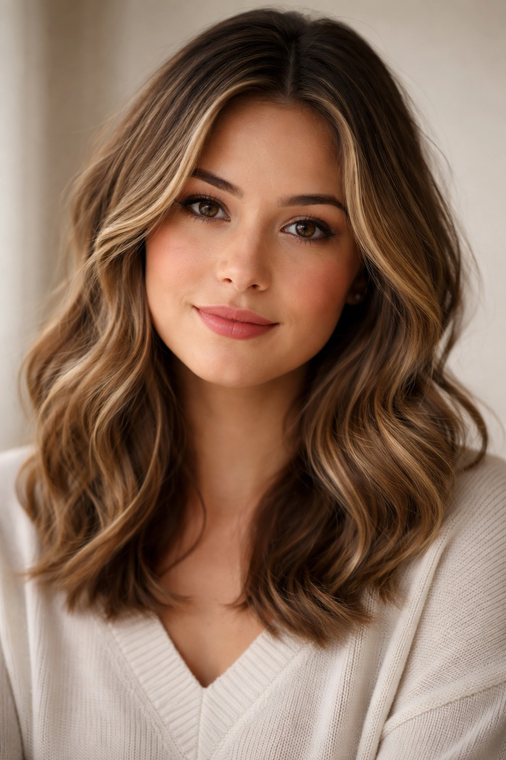 Contemplative portrait highlighting a flattering round-face hairstyle