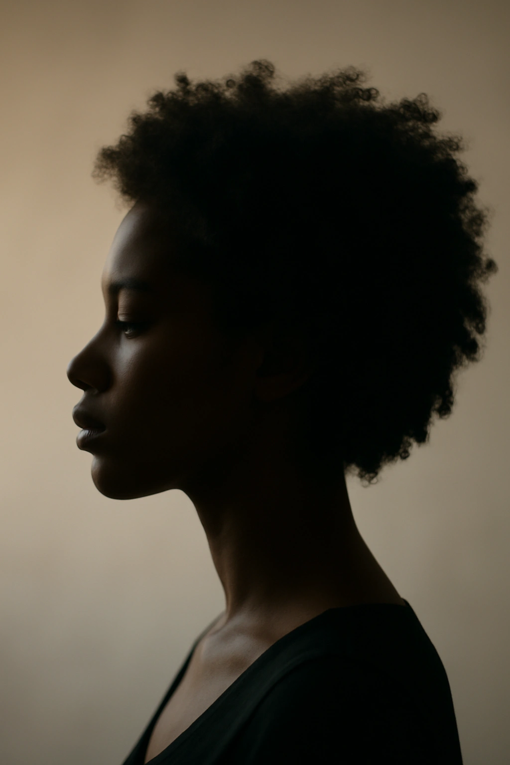 Abstract profile silhouette suggesting final thoughts on hair textures