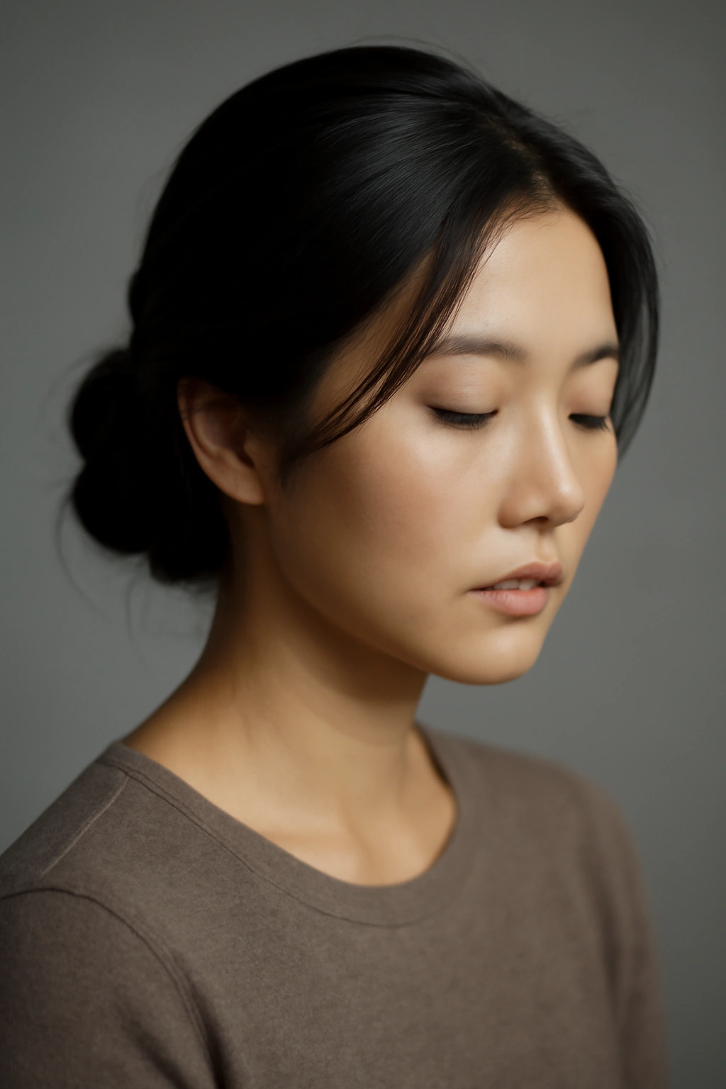 Portrait of a person with a refined Korean-inspired hairstyle
