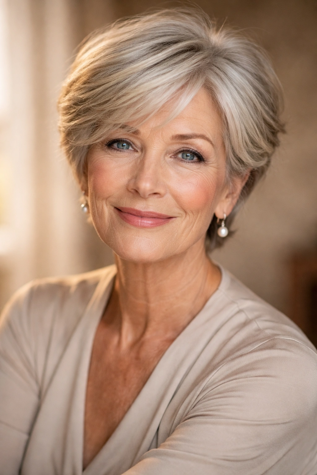 Confident mature woman with polished hairstyle portrait