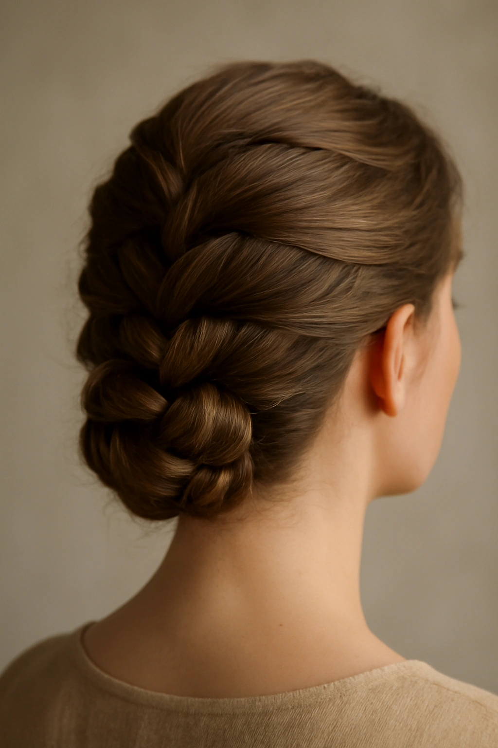 Polished braided updo representing adaptable, practice-based styling