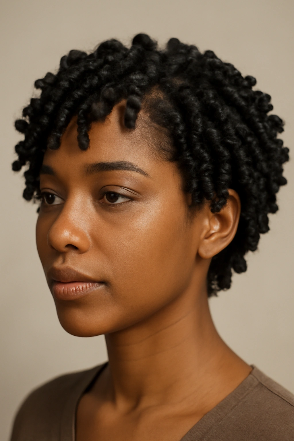 Finger coils flipping forward around the face