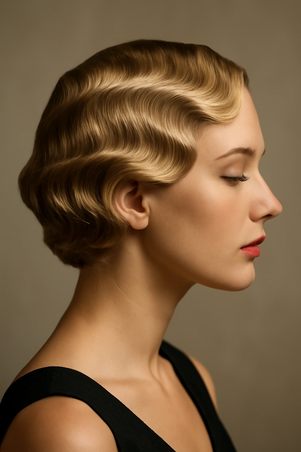 Soft finger waves on mid-length hair