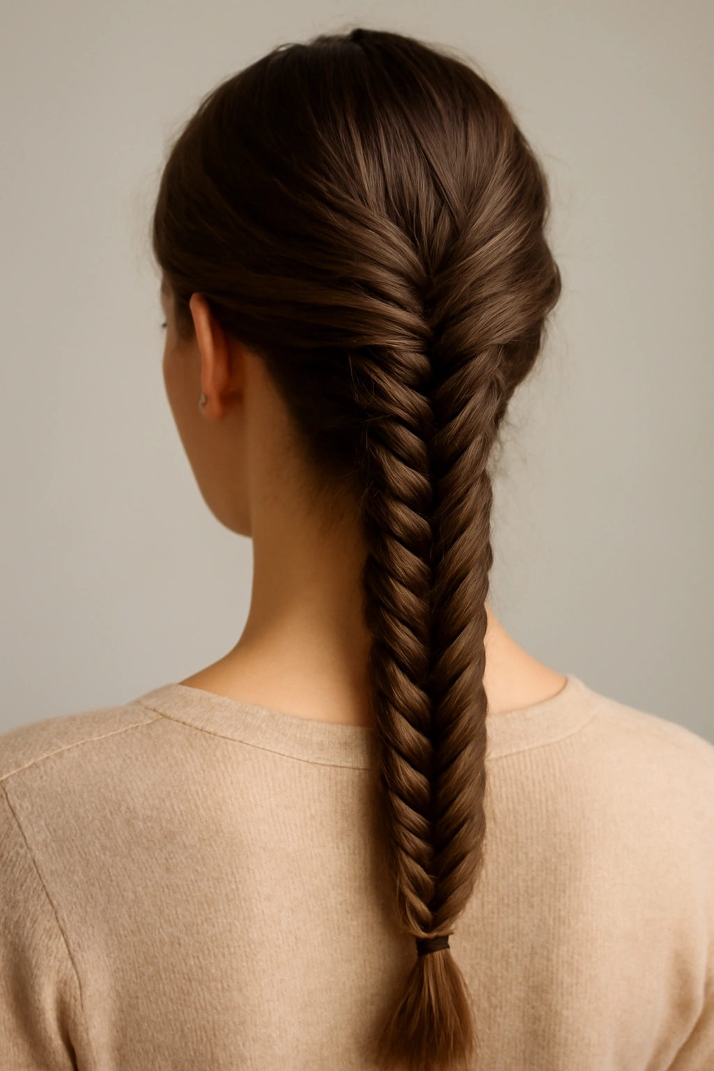 Tight fishtail braid with intricate pattern