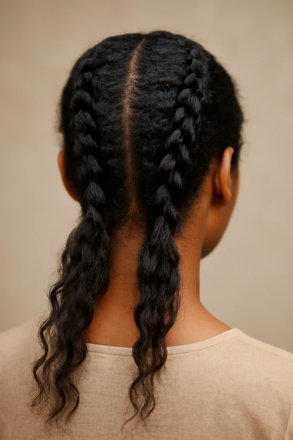 Flat twists down the back hairstyle with twists along the crown