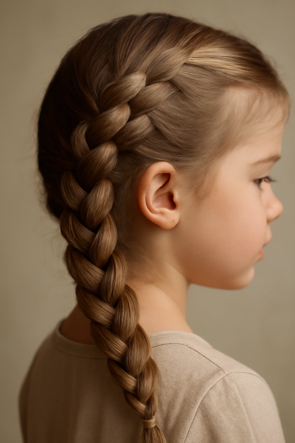 Four-strand braid along the side of a toddler's head