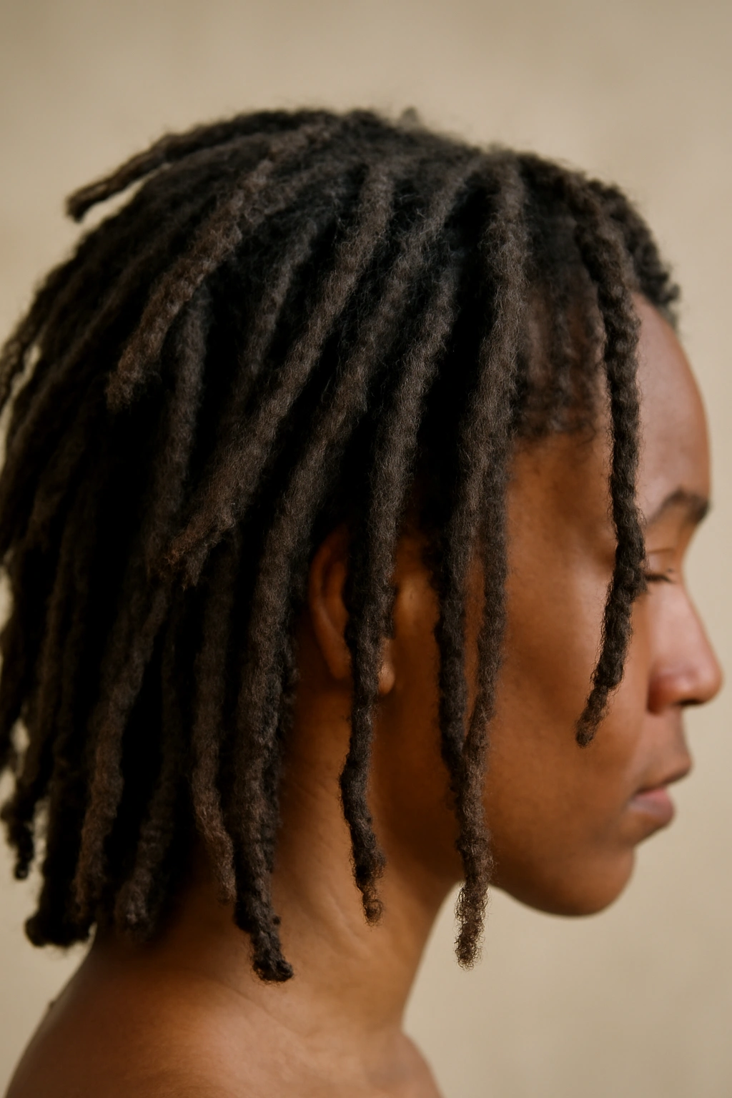 Free-form locs 6-10 inches with organic variation