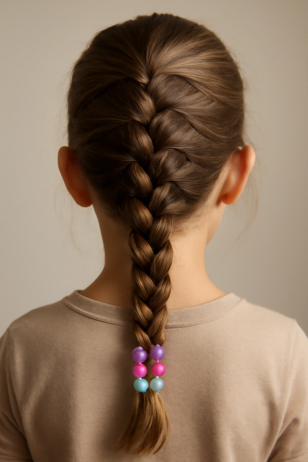 French braid with beaded accents at the lower section.