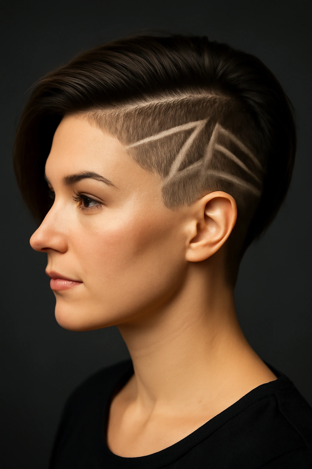 Shaved undercut with crisp geometric lines in the design